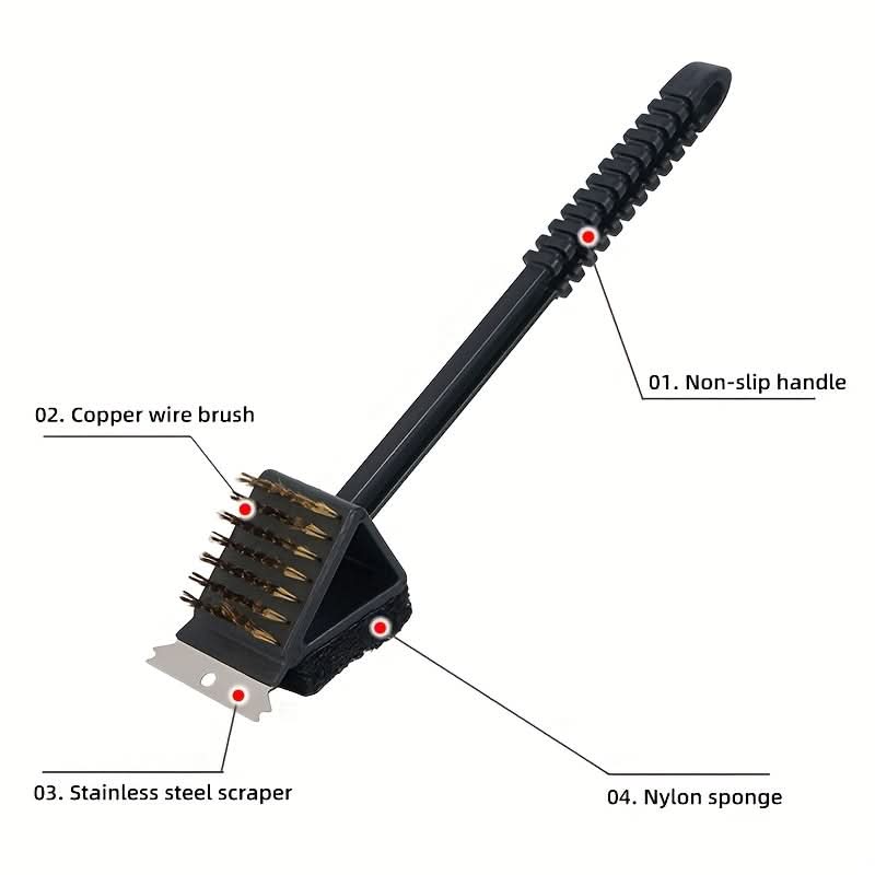 3-in-1 BBQ Cleaning Brush with Copper Wire