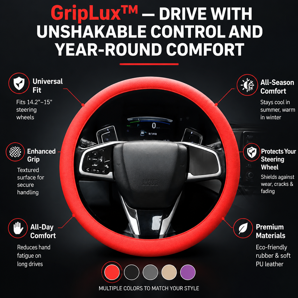 GripLux™ — Drive with Unshakable Control and Year-Round Comfort