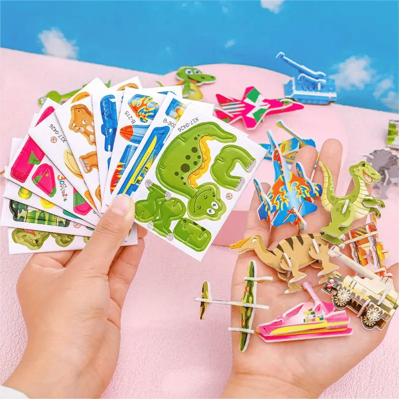 Educational 3D Puzzle Set – Cartoon Craft Activity for Kids