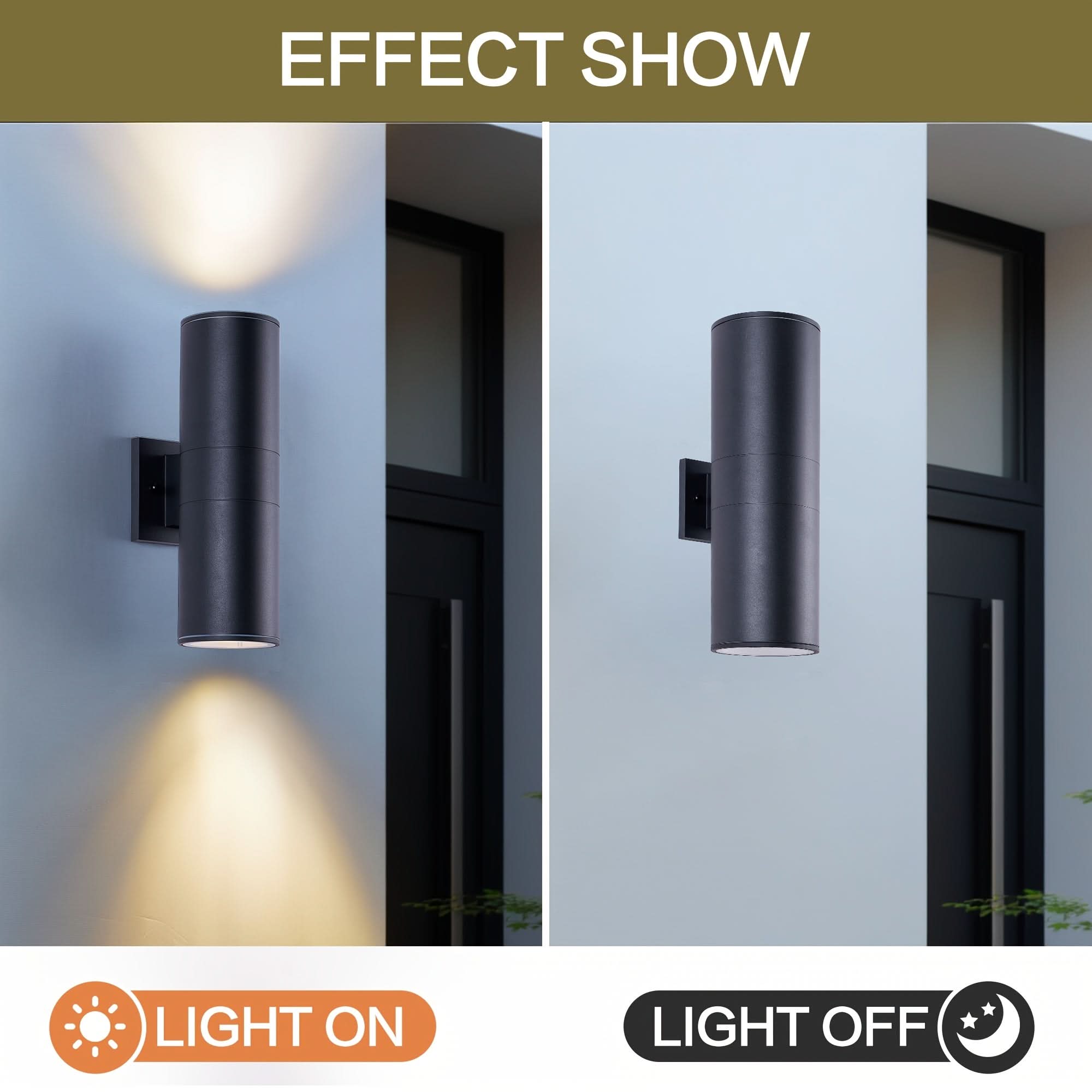 Black Outdoor Wall Light in Cylindrical Shape