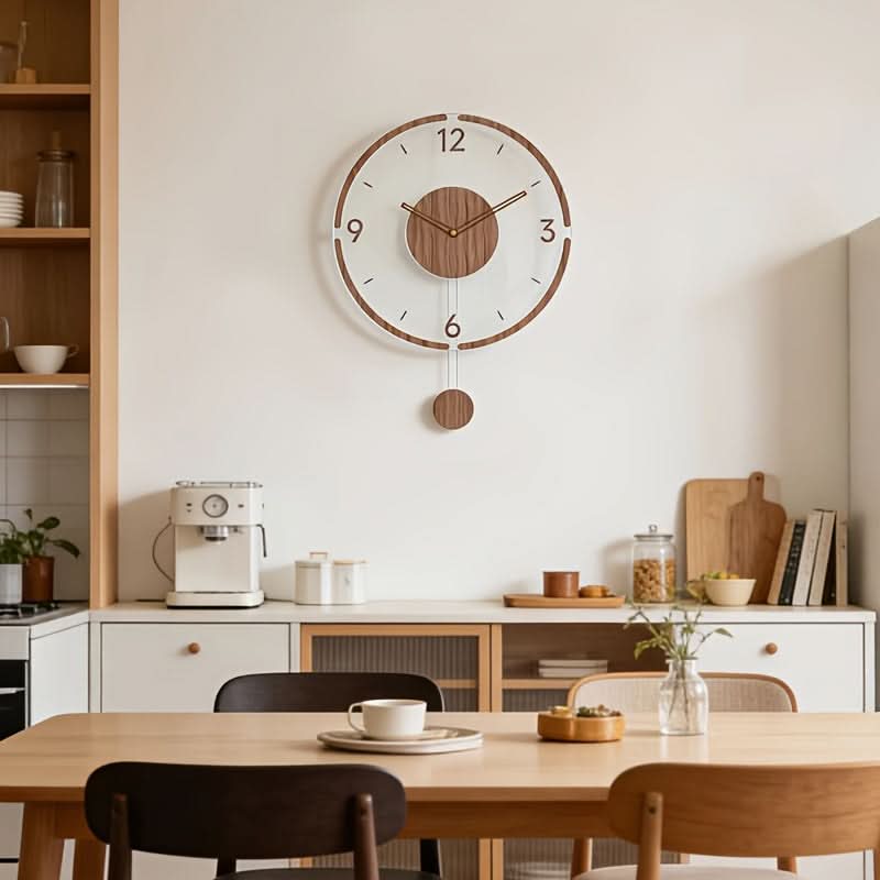 Contemporary Silent Wall Clock in Clearwood Design