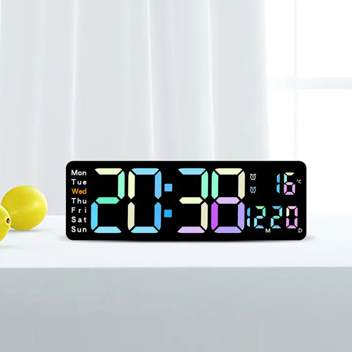 Oversized Digital Wall Clock with RGB Lighting