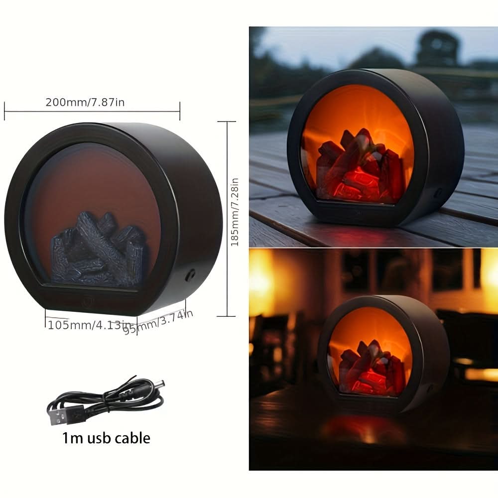 Dual-Power Decorative Fireplace Light for Indoor Ambiance and Holiday Decor