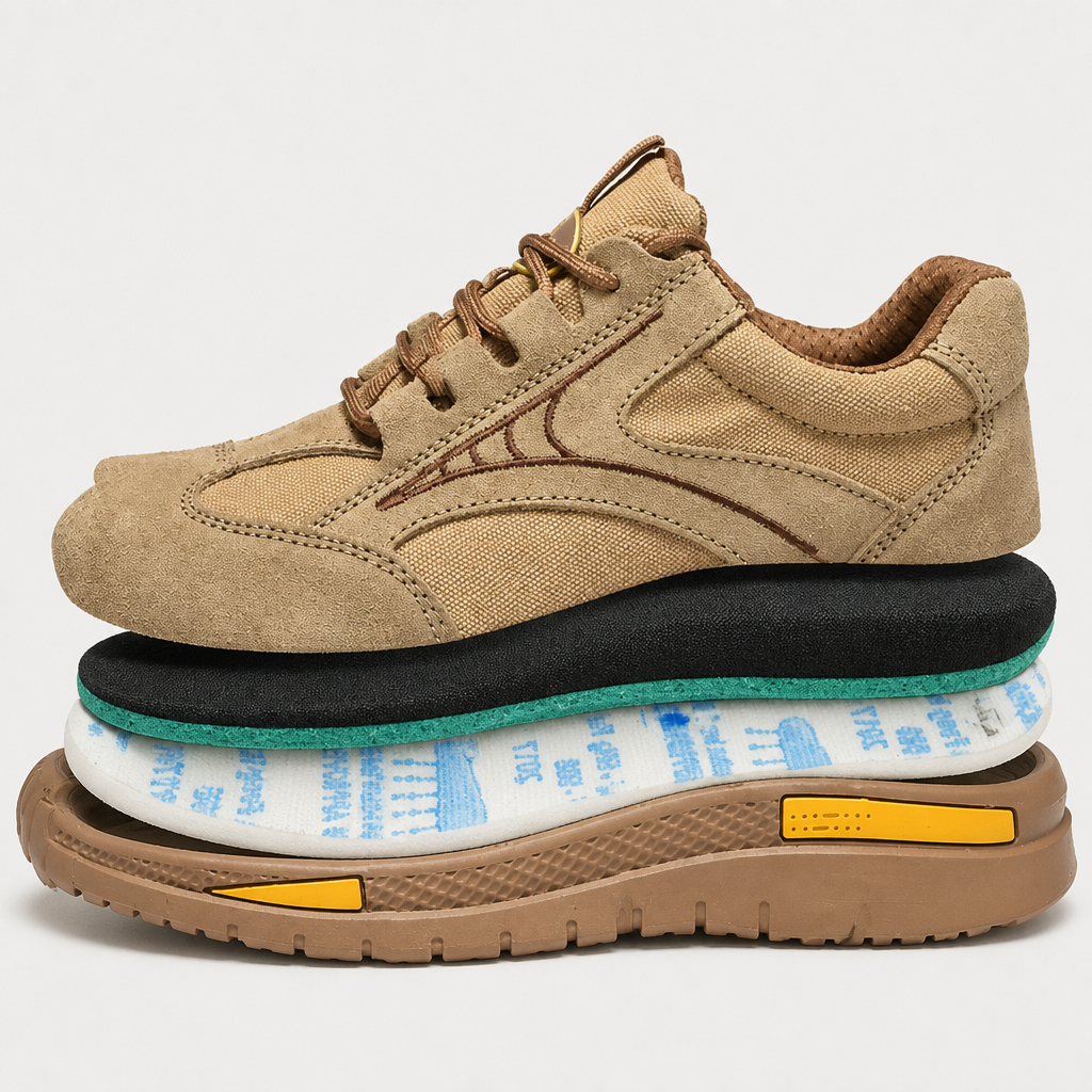 FortressStride™ – Ventilated Steel-Toe Work Shoes Featuring Kevlar Puncture-Resistant Midsole