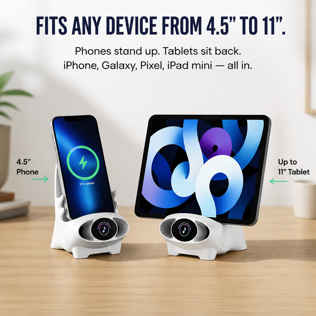 PowerPad Pro™ — Cradle, Charge, and Boost Your Phone All in One Compact Stand