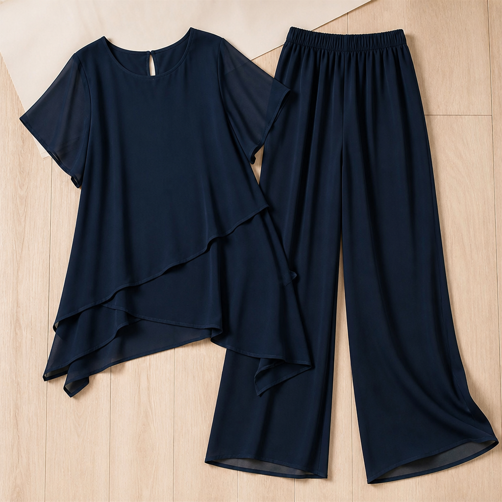 Flexiva™ – Comfortable Two-Piece Outfit with Soft-Fall Wide-Leg Trousers