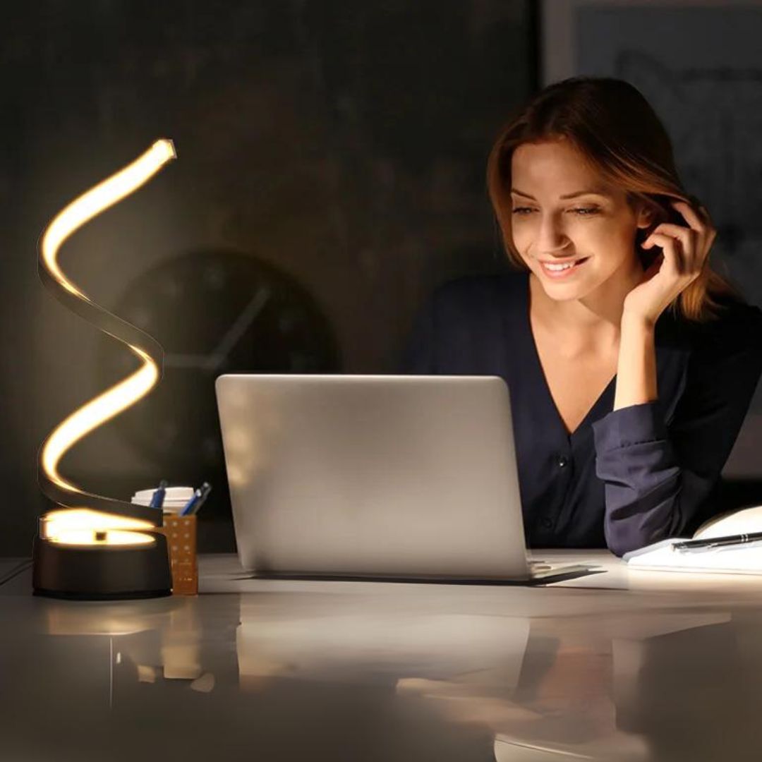 Spiral LED Table Lamp – Touch-Activated Adjustable Brightness