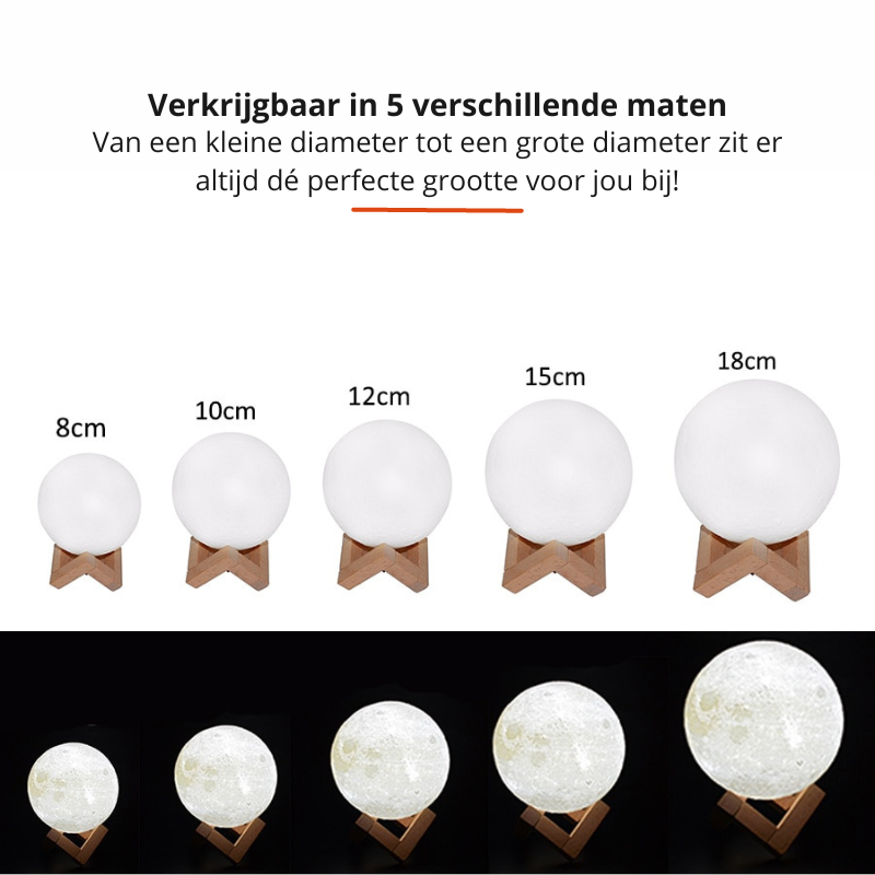Moon Light with Wooden Base – 16 Colors & Dimmable Brightness