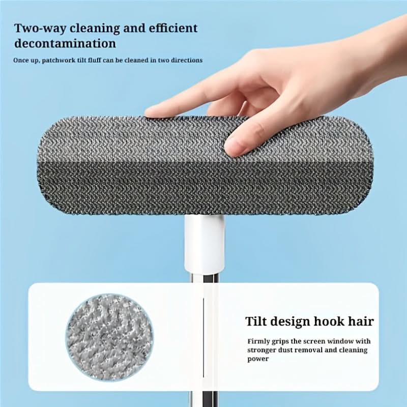Retractable Window Cleaning Brush with Pet Hair Removal Feature