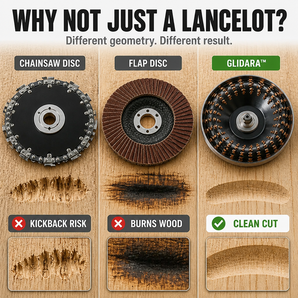 Glidara™ — Sculpt, Slice & Polish Hardwood Fast Using Any 125mm Angle Grinder