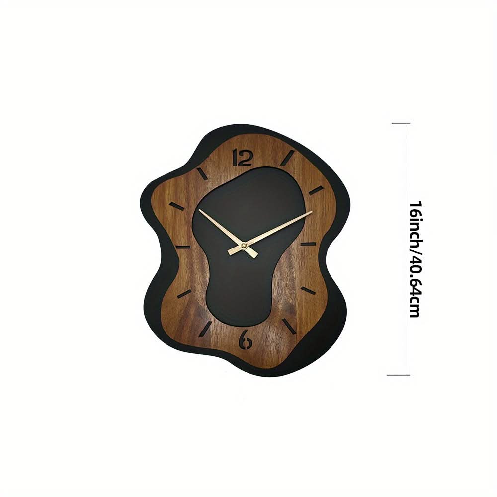 Unique Wooden Wall Clock with Irregular Design and Battery Operated