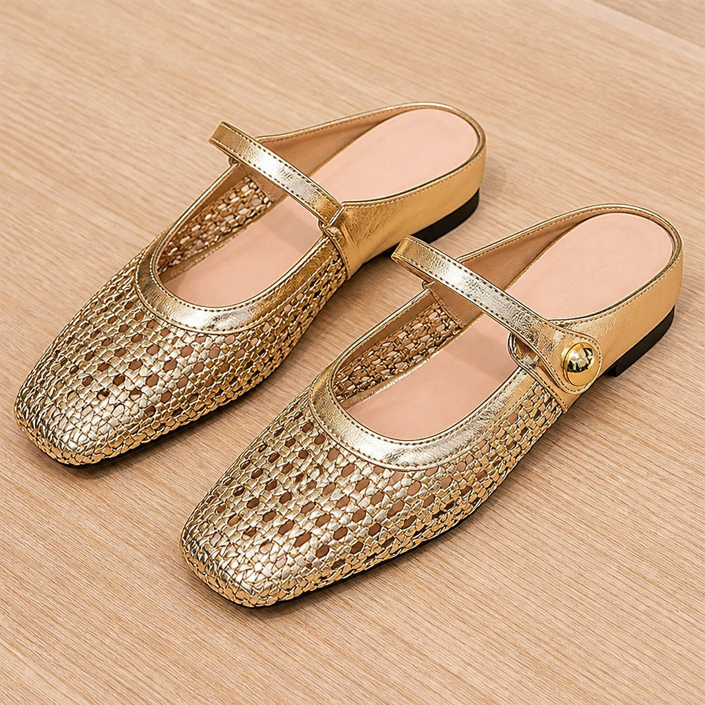 BreezeStep™ – Artisan-Woven Square-Toe Mary Jane Mules