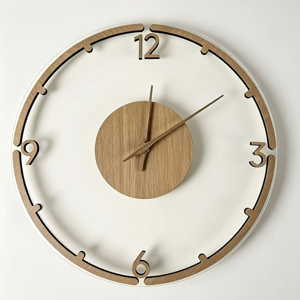 30 cm Minimalist Wall Clock in Wood and Acrylic Design