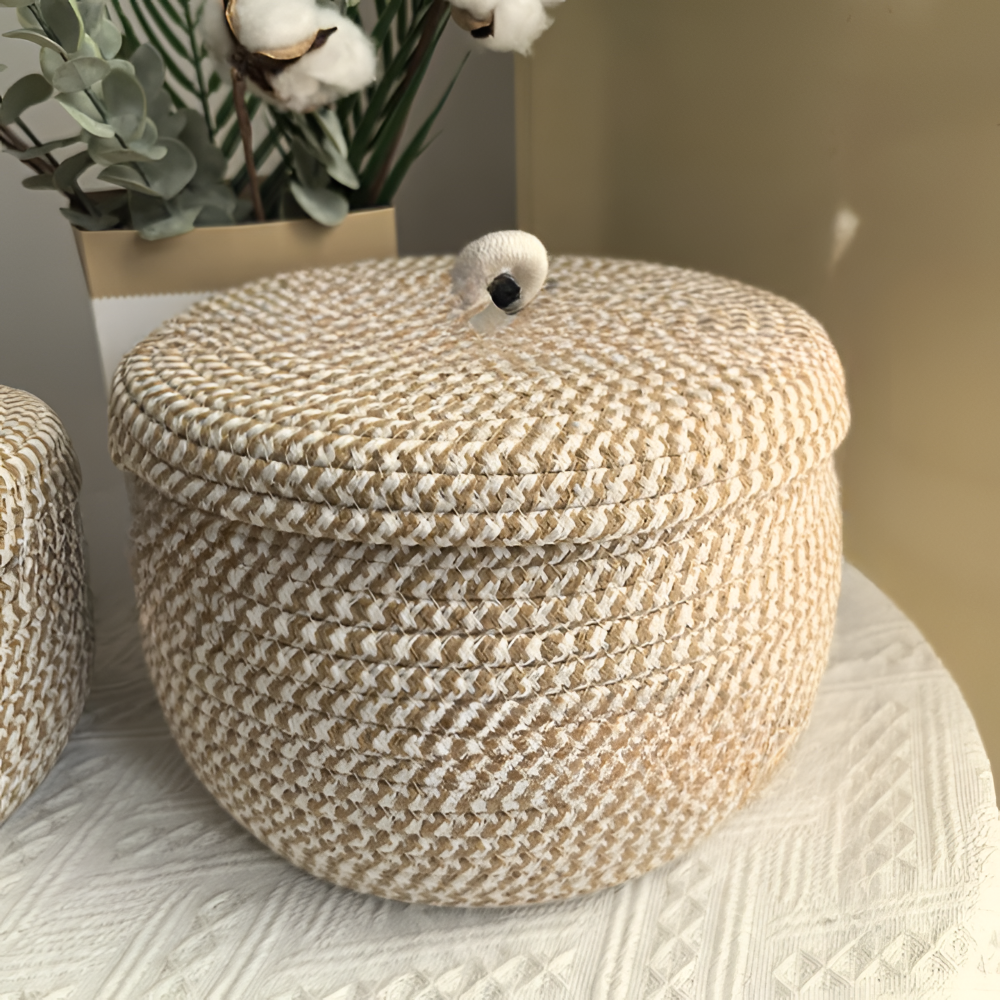 Handwoven Storage Basket | Round Wicker Basket | Boho Vibes | CasaWeave