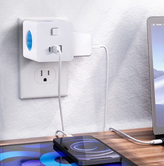 Power Cube Extension with 4 Sockets and USB Charging Ports