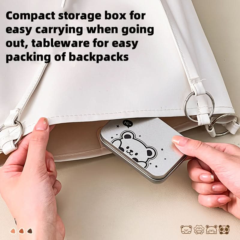 Compact Portable Cutlery Set with Folding Fork and Spoon