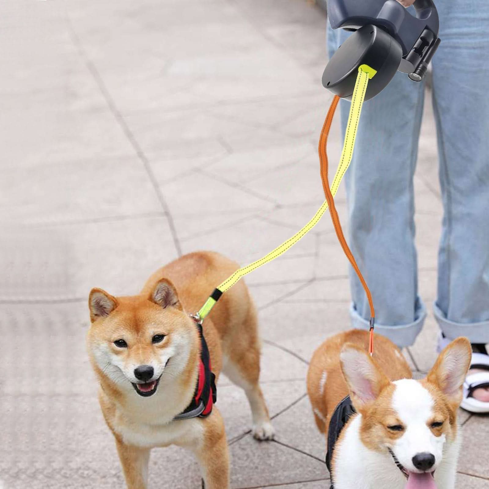 Dual Dog Walking Leash with Built-in LED Light