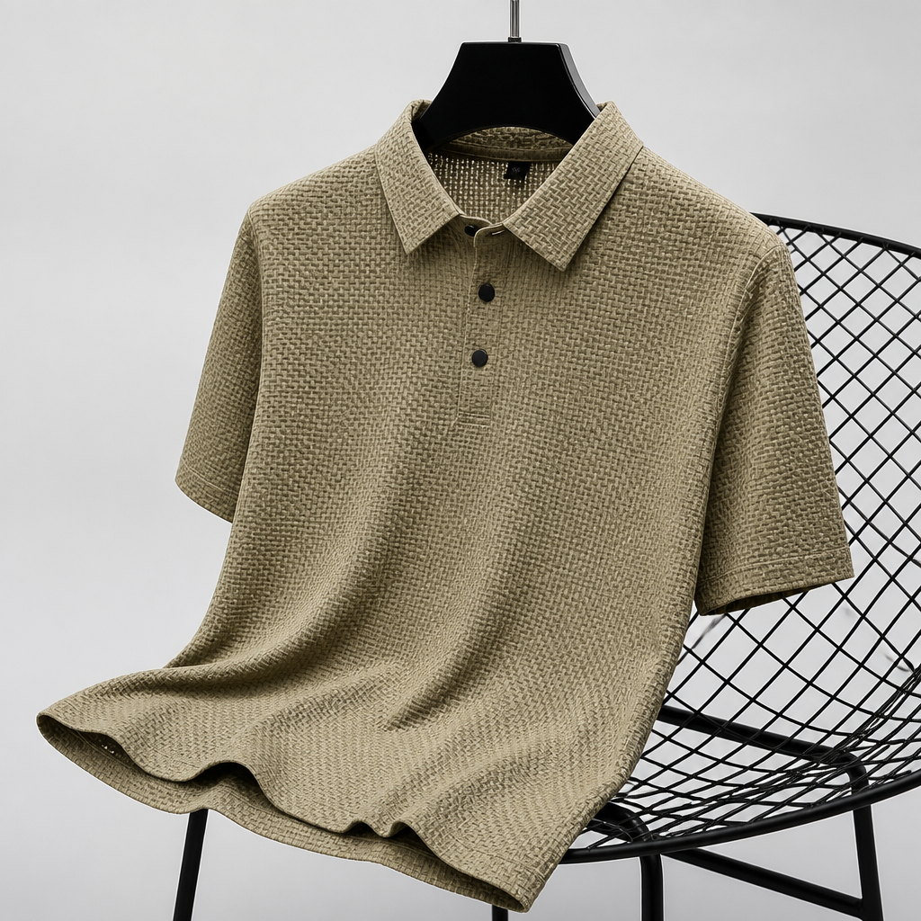 VentraBreeze™ – Breathable Textured Knit Polo Featuring Snap-Button Placket