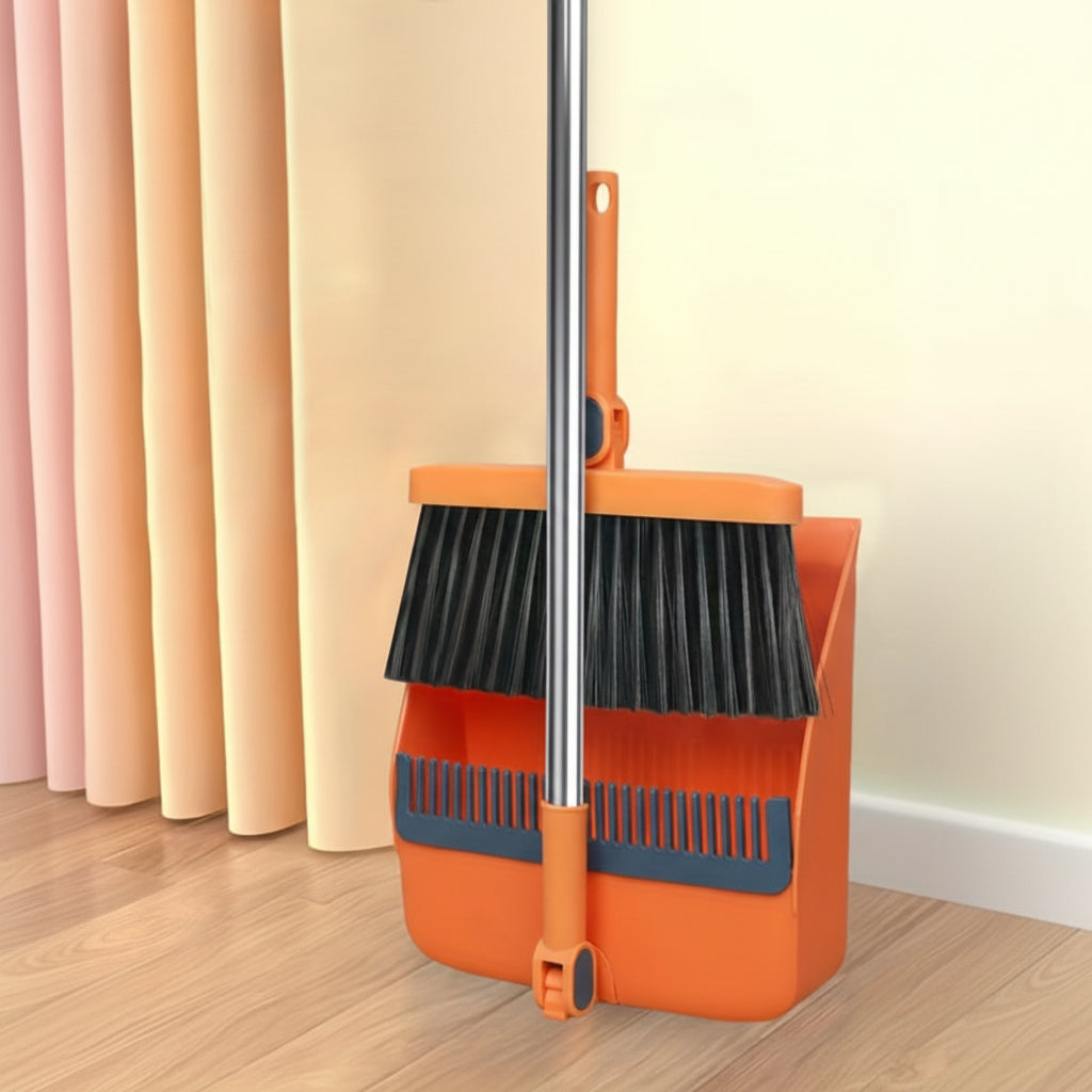 SwiftSweep Elite – Versatile Broom & Dustpan Combo with Hair Removal Teeth