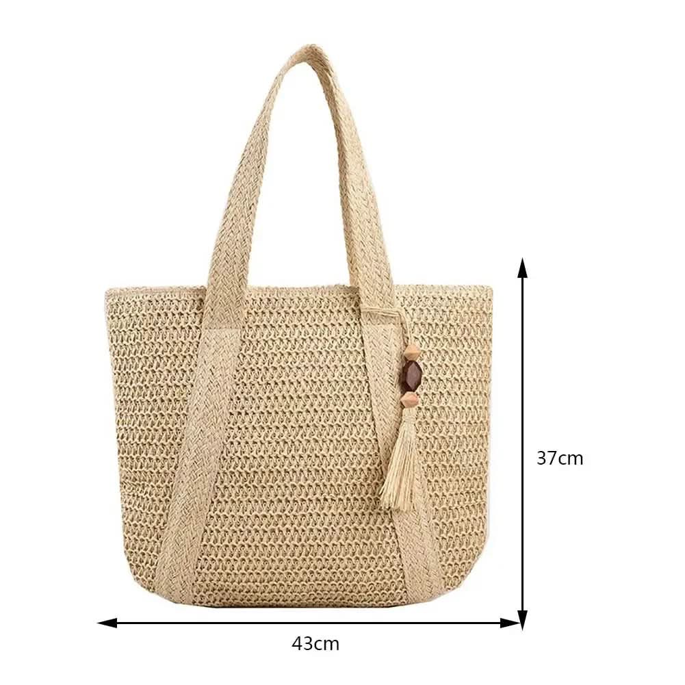 Woven Raffia Tote Bag for Shoulder Carry