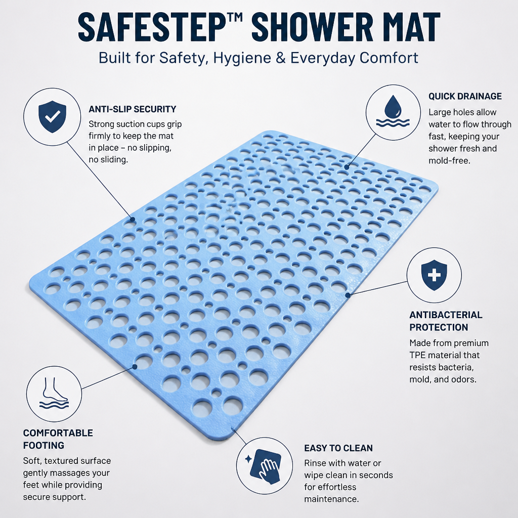 SafeStep™ — Feel Rock-Solid Safety and Freshness Every Time You Shower