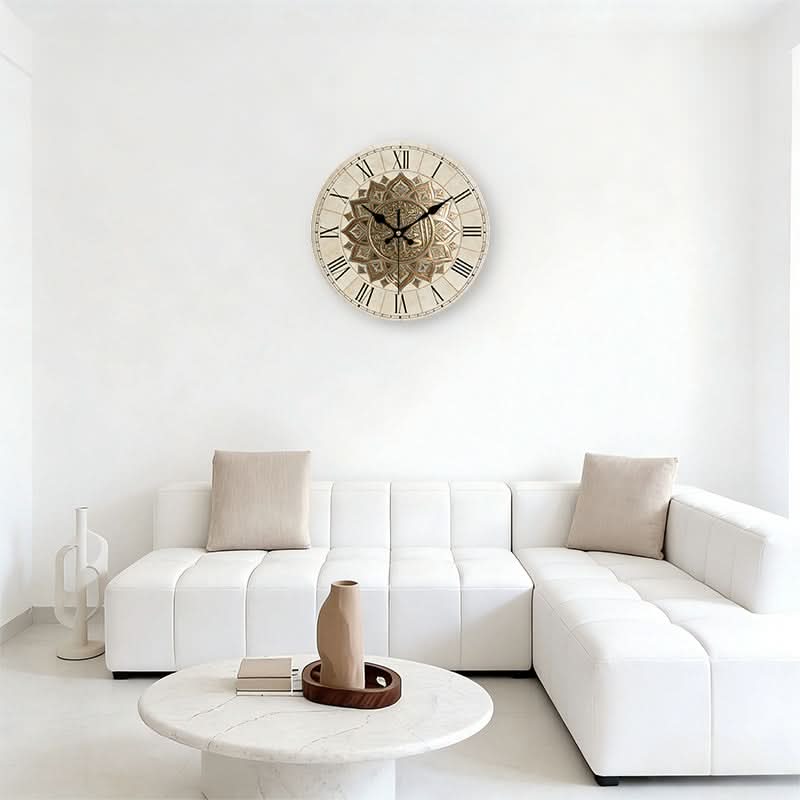 Vintage Roman Style Wooden Wall Clock