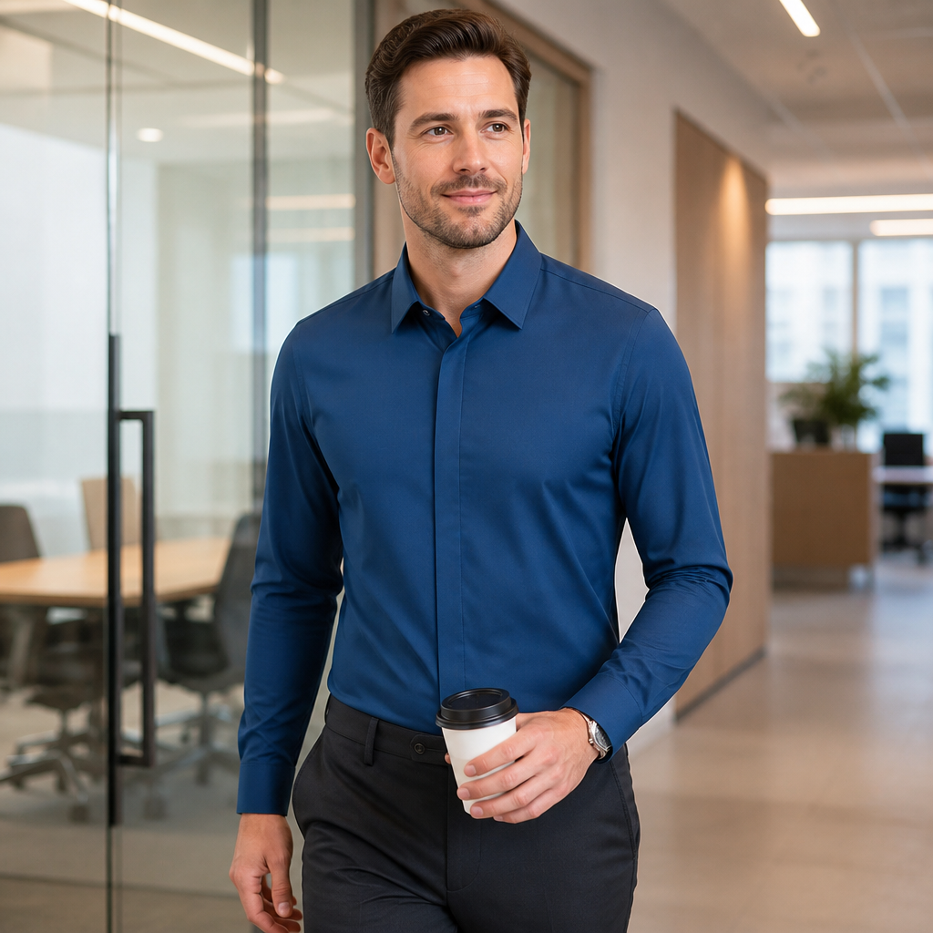 Maxton™ – Wrinkle-Resistant Slim-Fit Dress Shirt with 4-Way Stretch