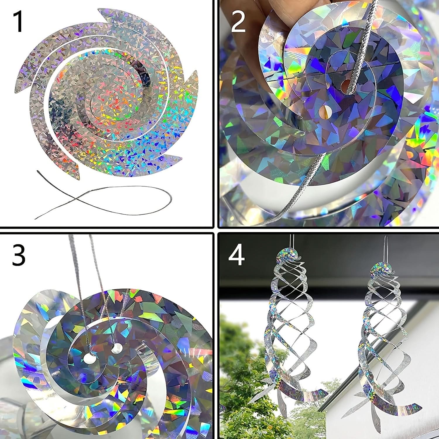 Reflective Bird Spiral Decorations for Garden and Yard Safety