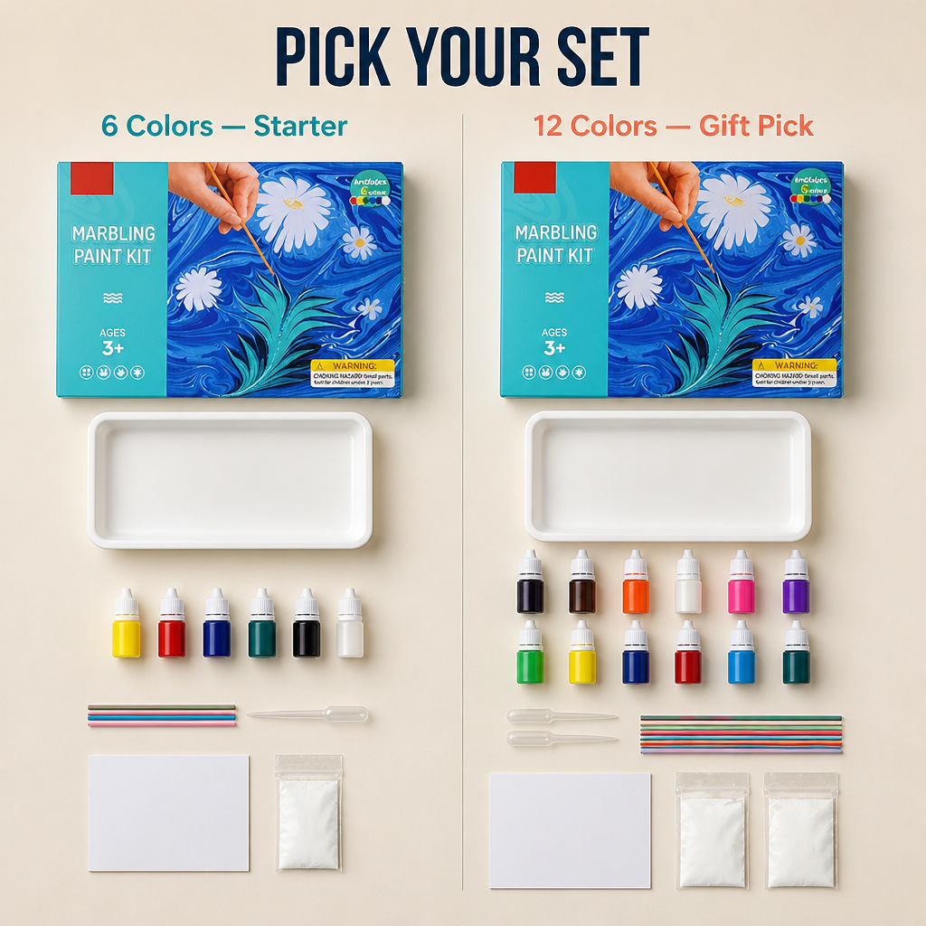 SplashMuse™ Marbling Paint Kit — Swirl, Lift & Display Genuine Marbled Prints Kids Create Themselves