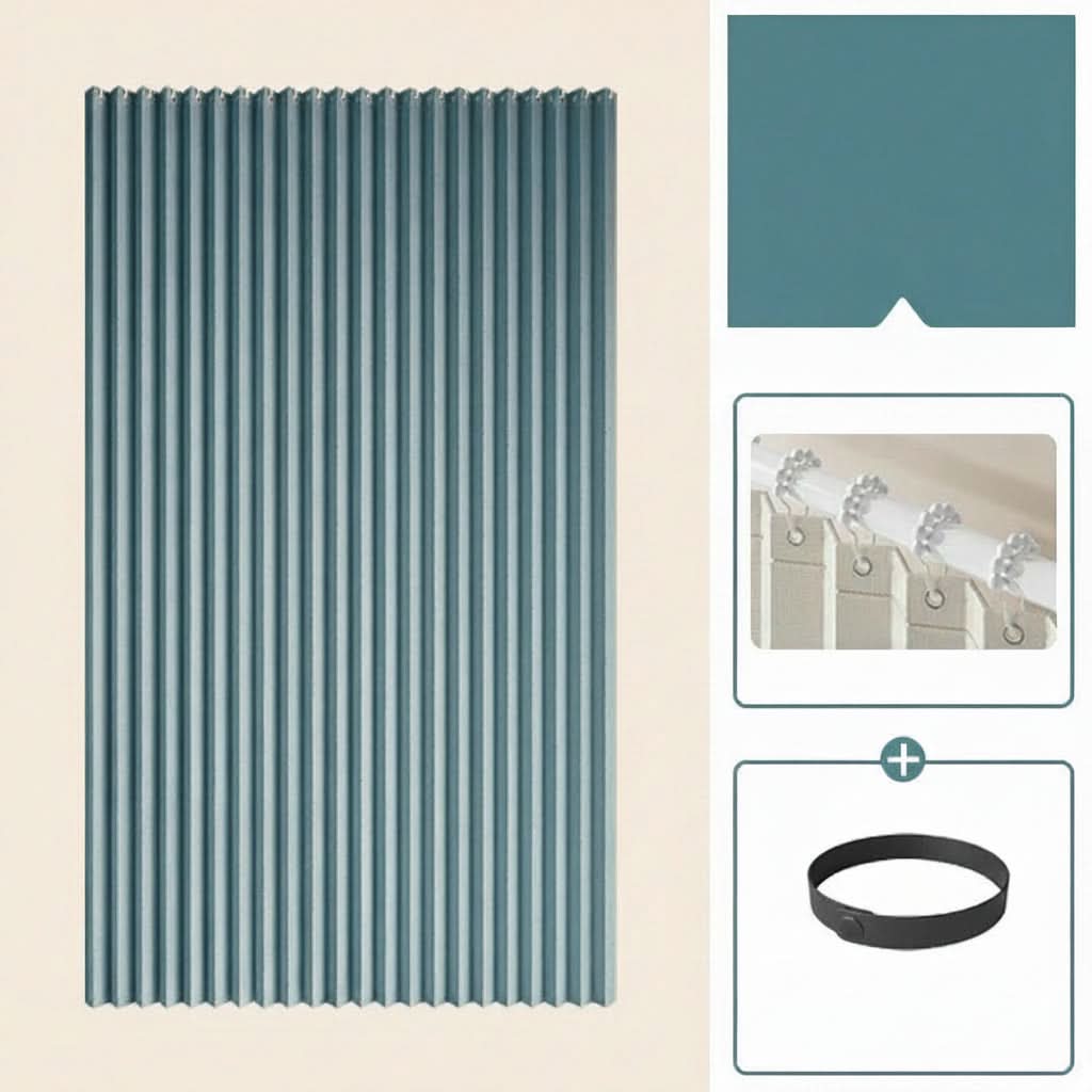 Foldable Waterproof Shower Curtain with Magnetic Accordion Design