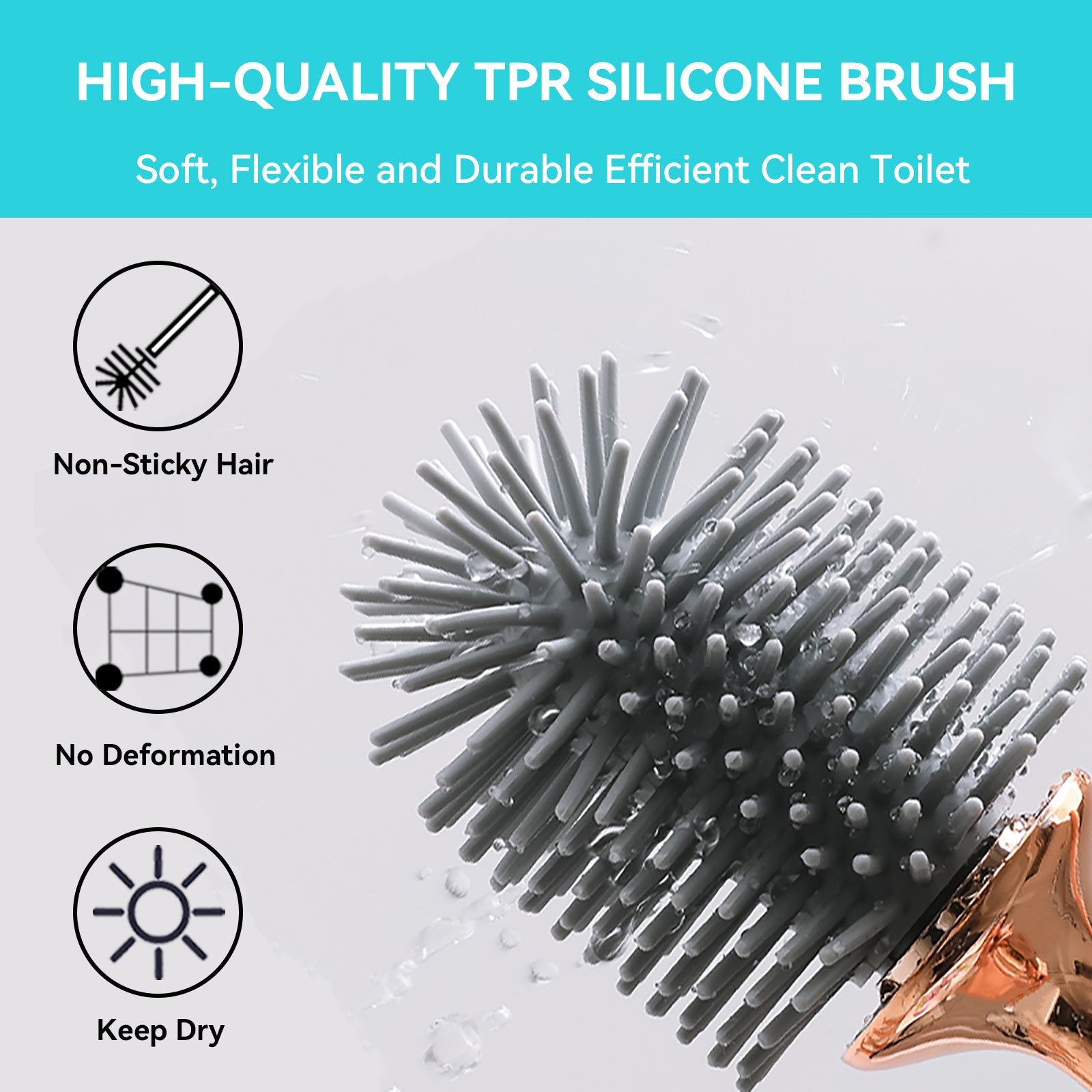 CLEANSWIFT - Sleek Bathroom Brush with Sturdy Holder