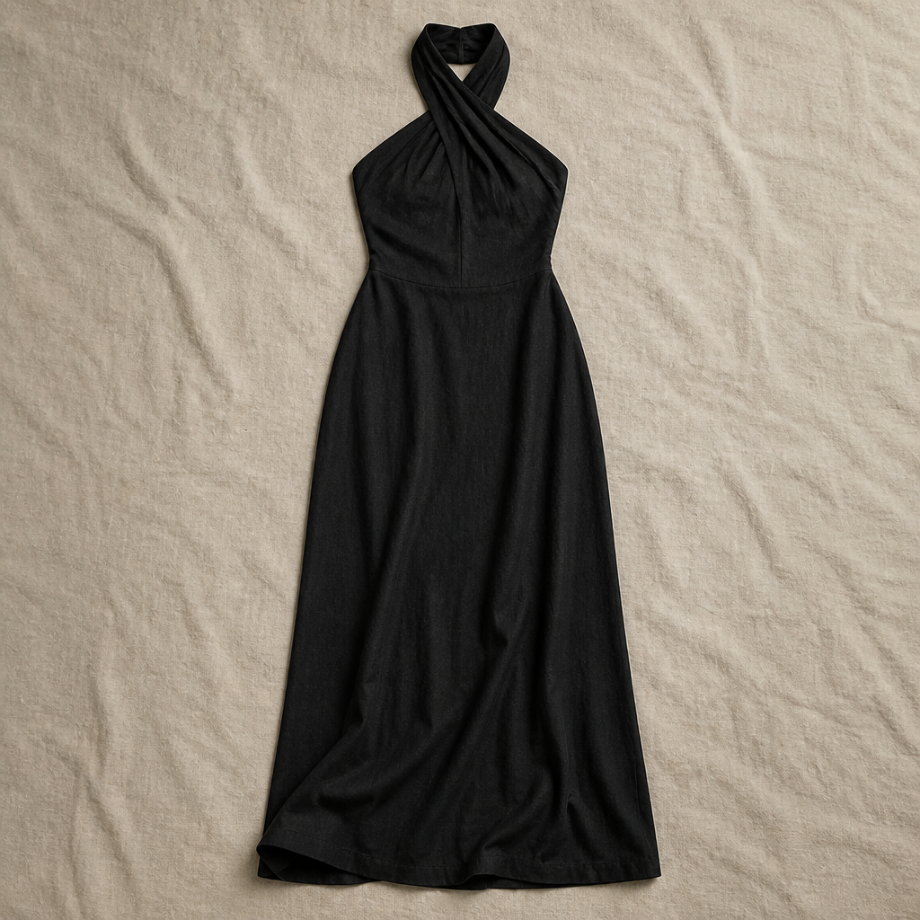 LioraEase™ – Flowy Linen Halter Maxi Summer Dress