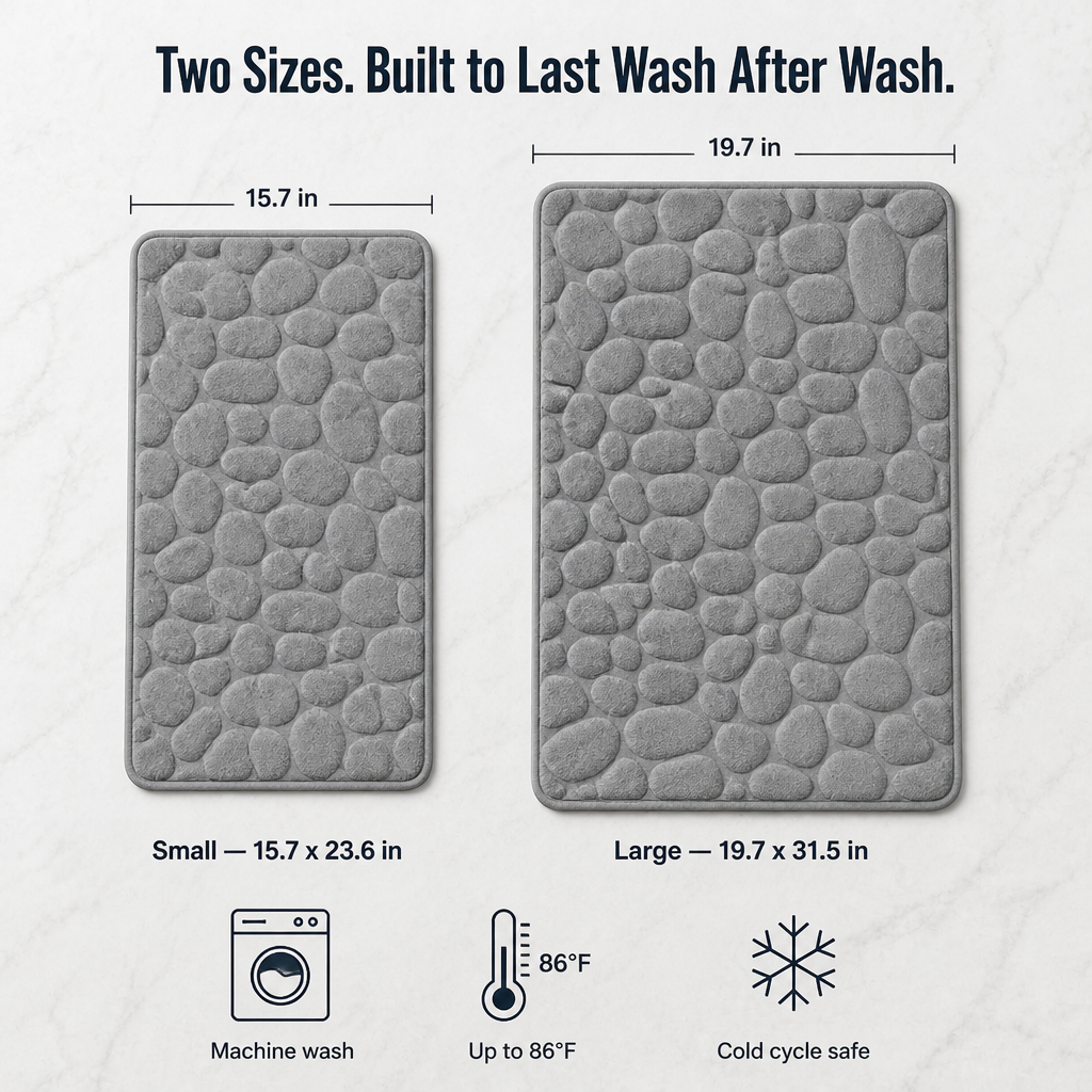 EverLux™ — Walk on Plush Cobblestones That Grip Tile and Dry Instantly