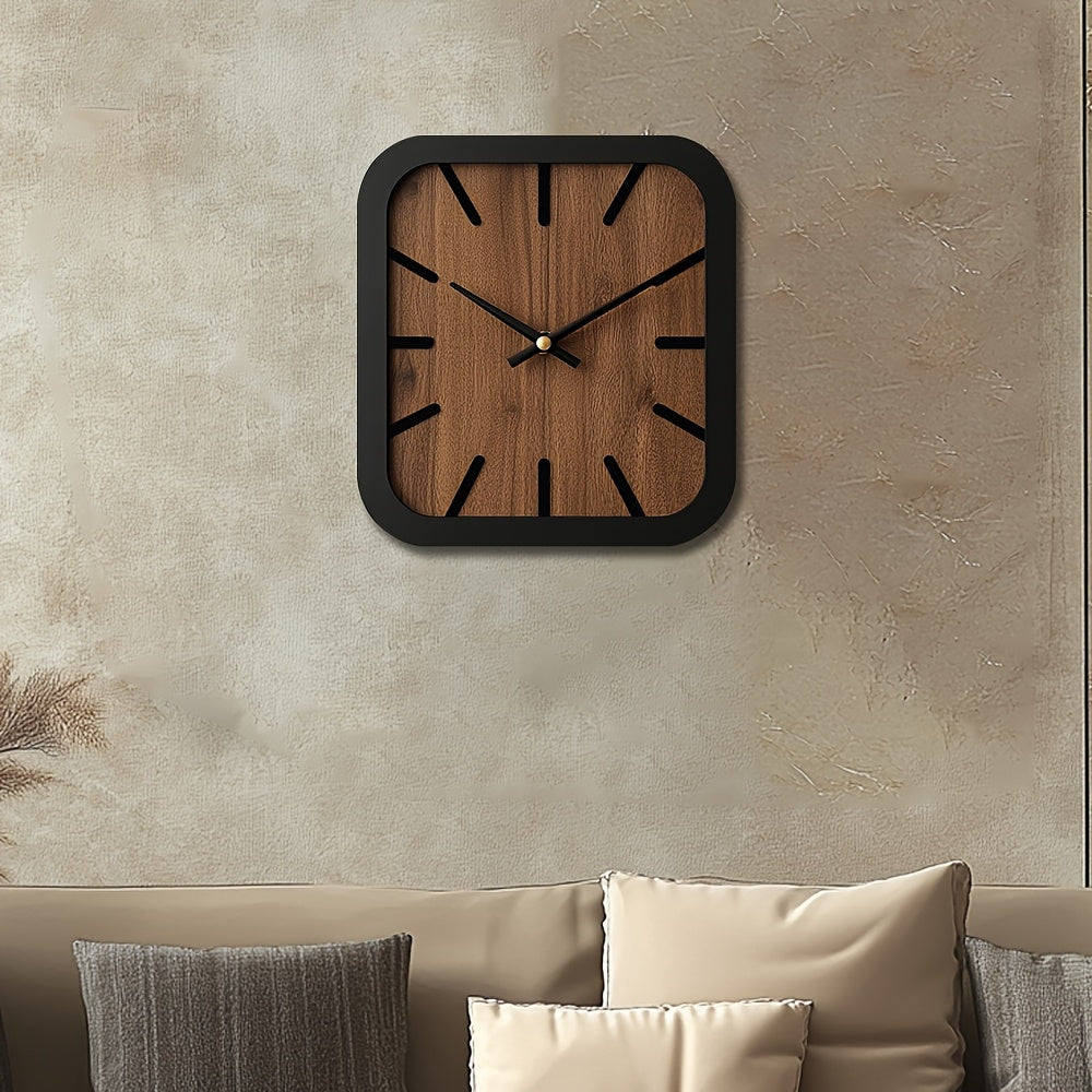 TimberCraft - Artisan Square Wooden Clock with Battery Operation