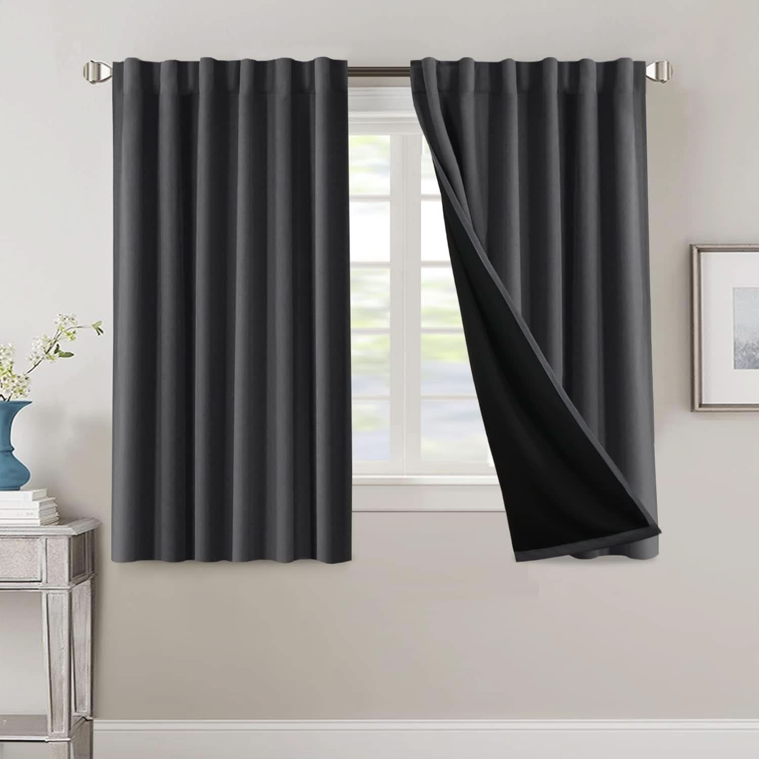 Blackout Curtains for Living Room and Bedroom – Long Black Design