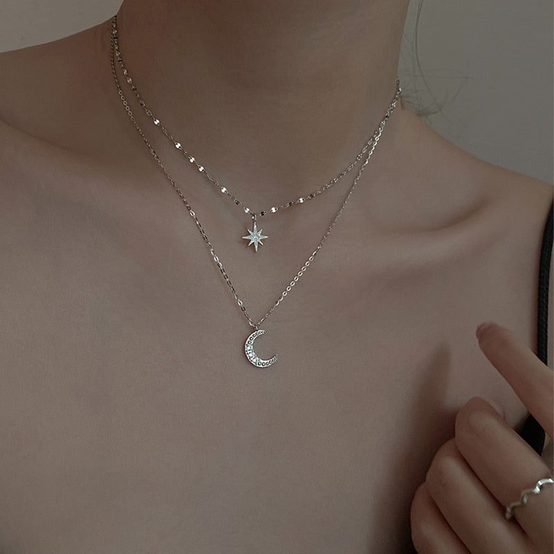 Celestial Embrace Necklace in Luminous Silver