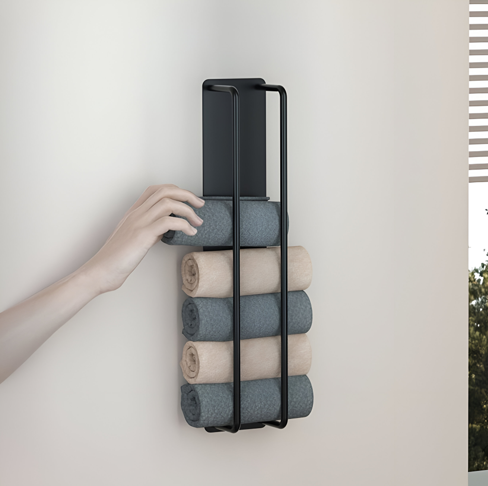 Towel Rack | Vertical Wall Organizer | Open Wire Basket | TowelStack