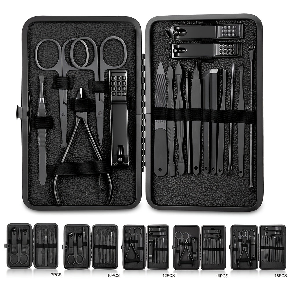 Essential 15-Piece Nail and Facial Care Kit with Travel Case