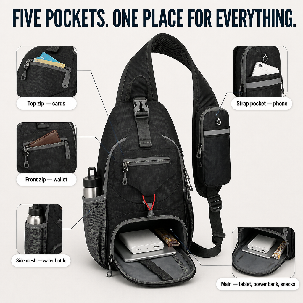 SmartPack™ — Hold Your Phone, Wallet & Water Bottle Minus the Backpack Bulk