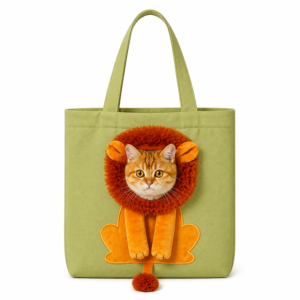 LumiPaw™ – Cuddly Lion Canvas Shoulder Pet Carrier with Plush Mane Hood