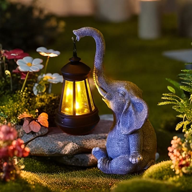 Solar Garden Lantern Light in Elephant Design
