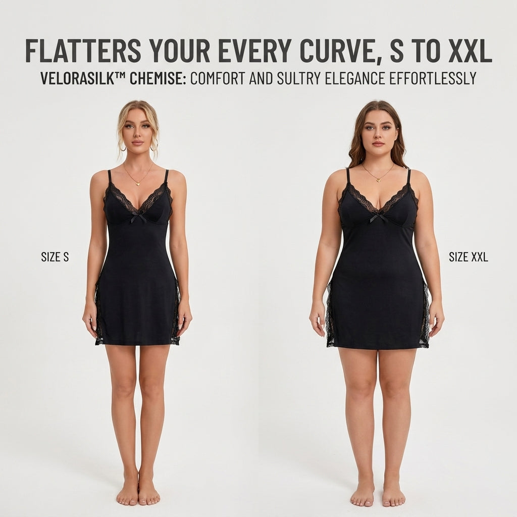 VeloraSilk™ – Soft Modal Lace Chemise with Built-In Support Cup