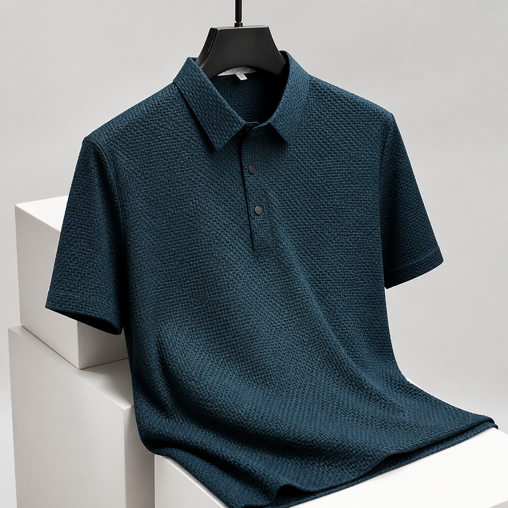 VentraBreeze™ – Breathable Textured Knit Polo Featuring Snap-Button Placket