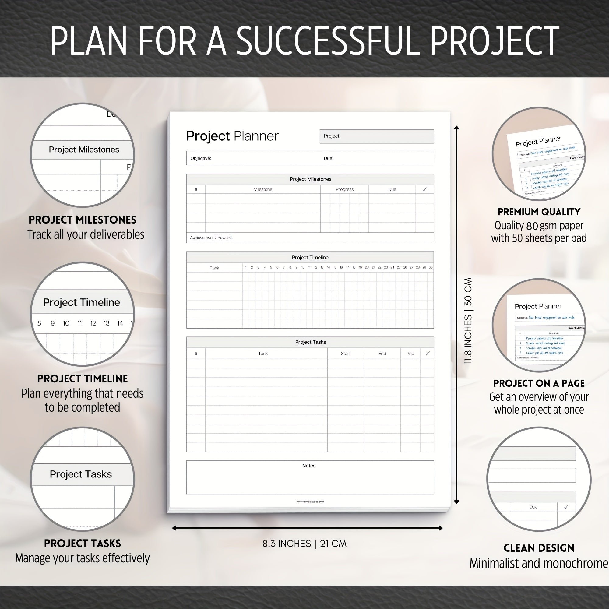 Project Mastery - 50-Sheet Planning Journal for Effective Time Management
