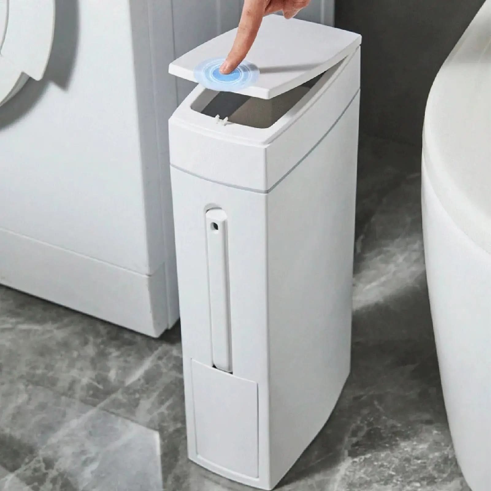 Slim Waste Bin with Concealed Toilet Brush Set