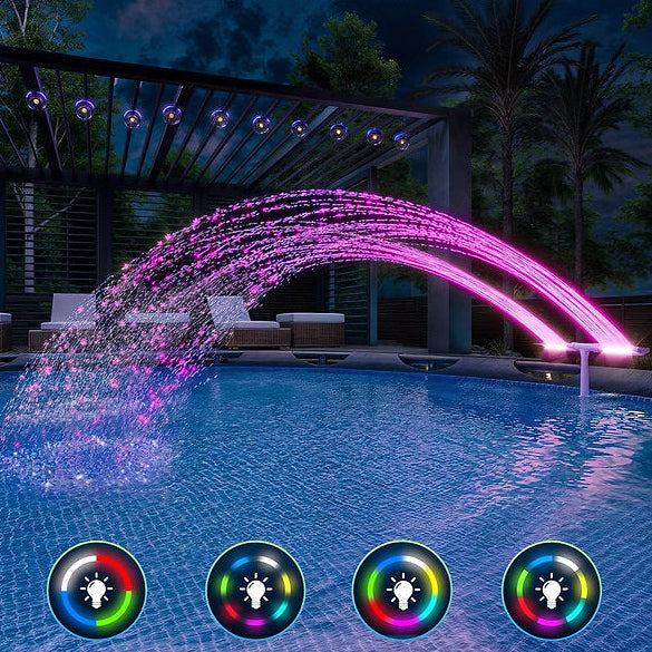 Solar-Powered RGB Fountain for Pool – Evening Light Display