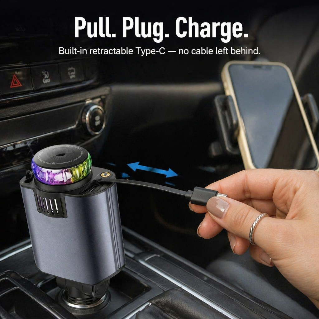 LumiVibe™ — Power, Scent & Star-Project Your Car with One Plug