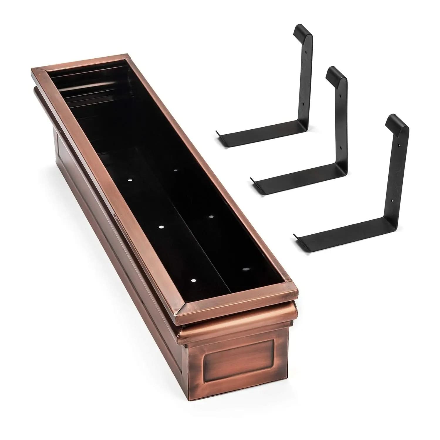Outdoor Planter Box for Windows in Copper Finish
