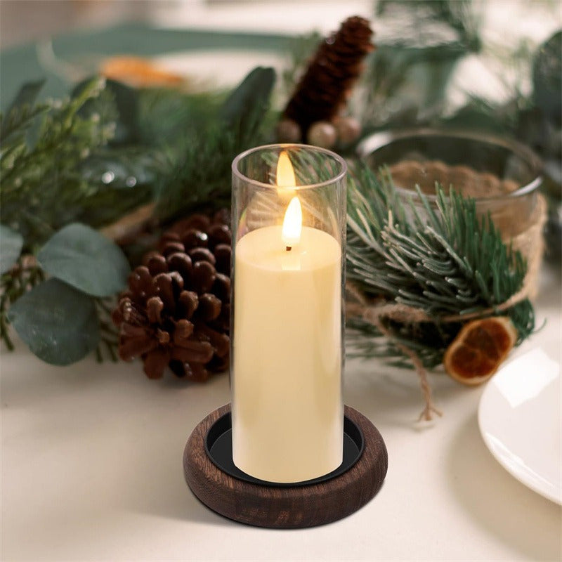 Natural Elegance Candle Holder with Tray for Home Decor