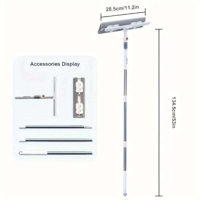 360-Degree Glass Squeegee with Extended Handle for Efficient Cleaning